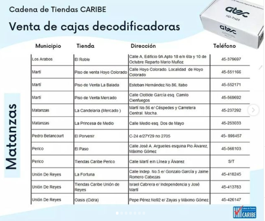 Comercializarán cajas decodificadoras establecimientos de Tiendas Caribe